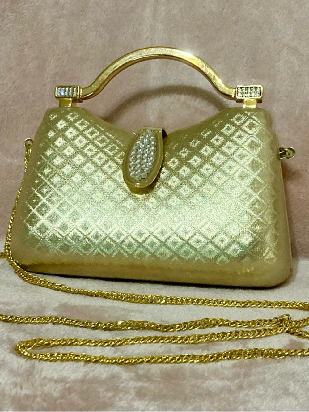 Gold hardbody bag